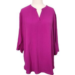 Your Style Tunic Top Blouse Raspberry Womens Size 2XL Crinkled Flowy Colorful